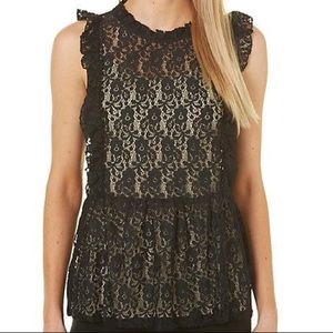 BRAND NEW WITH TAGS HARVE BENARD 🌹Black Lace Peplum Top. Beautiful!